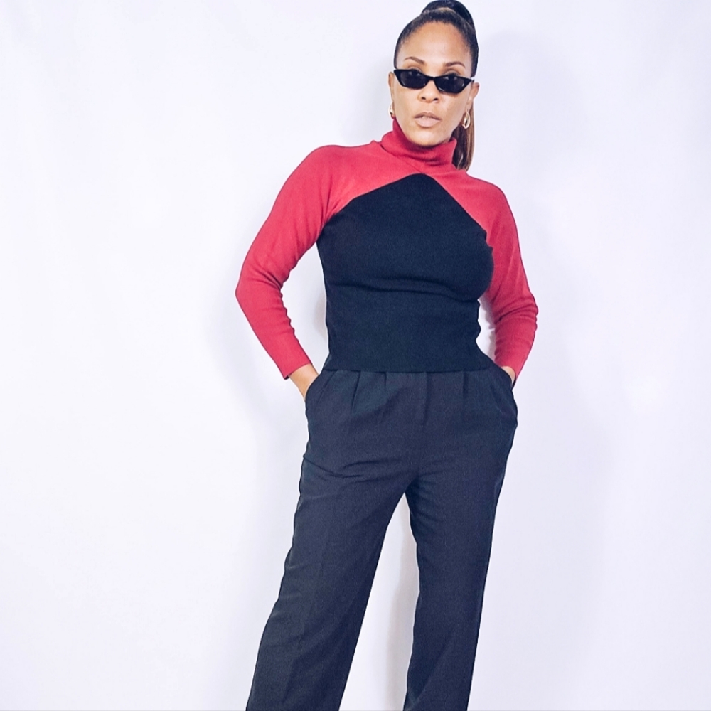 Colorblock Turtleneck Sweater